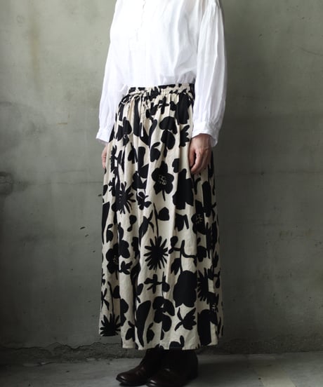 cavane キャヴァネ / Gatehered Petti Skirt Cotton&linenスカート/ ca-26071