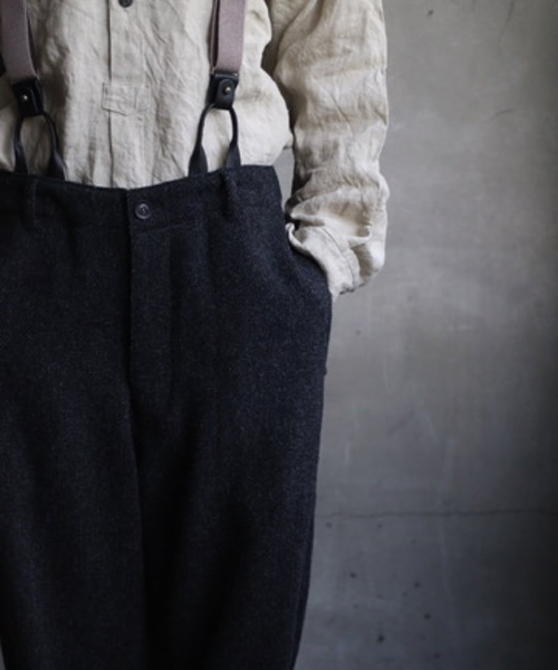 cavane キャヴァネ / Over pants with suspenders Woolパ