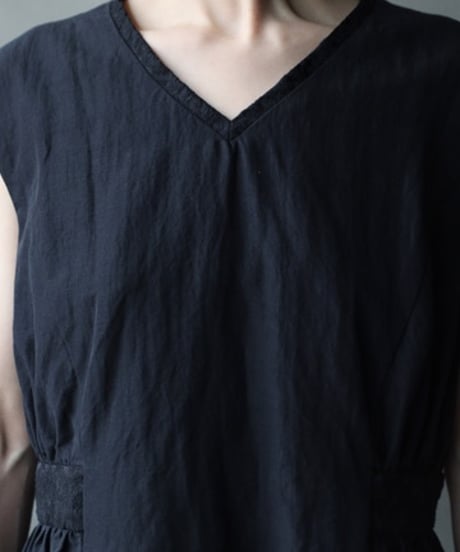 cavane キャヴァネ / Gathered Waist Sleeveless Dress Linen&Cotton100ワンピース / ca-26033