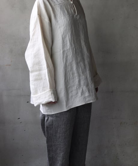 klauseクロイゼ / Sun-dried Linen C.S Slit Neck Shirtシャツ/ kla-25013