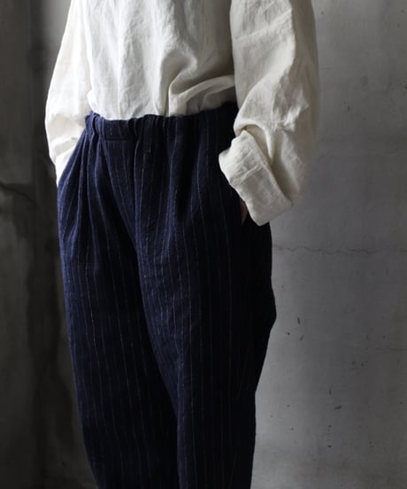 klauseクロイゼ / C/L Stripe Loose Fitting Tapered Trousers (平織/中厚手) / kla-25010