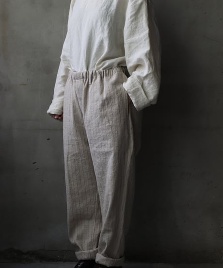 klauseクロイゼ / C/L Stripe Loose Fitting Tapered Trousers (平織/中厚手) / kla-25009