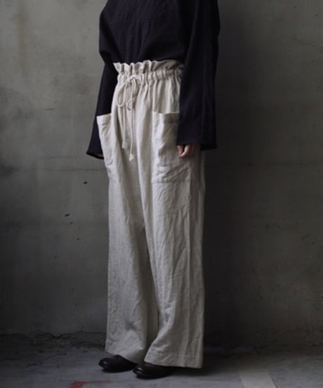 cavane キャヴァネ / Side-Pocket wide pants wool/linenパンツ / ca-25156