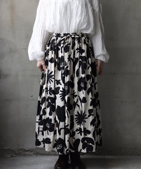 cavane キャヴァネ / Gatehered Petti Skirt Cotton&linenスカート/ ca-26050