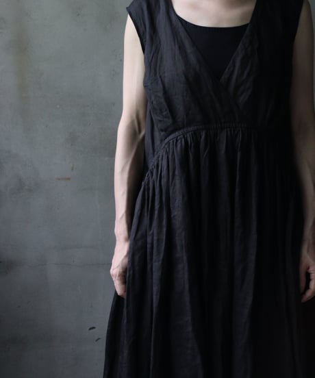 cavane キャヴァネ / Gathered dress linen100ワンピース / ca-25119