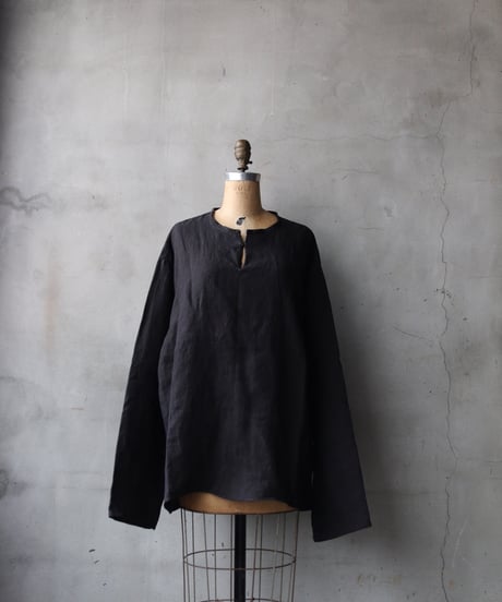klauseクロイゼ / 天日干し綾Twill Linen C.S Slit Neck Shirt / kla-26026