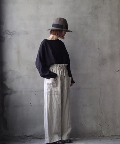 cavane キャヴァネ / Side-Pocket wide pants wool/linenパンツ / ca-25156