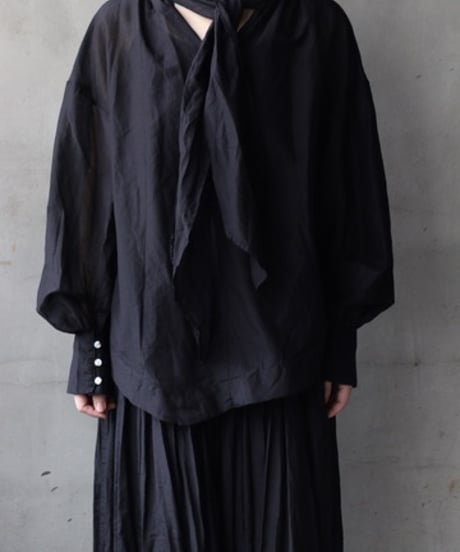 cavane キャヴァネ / Pull-over blouse with tie Silk & Cotton100ブラウス / ca-26034