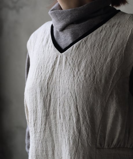 cavane キャヴァネ / Gathered dressⅡ wool & linen ワンピース / ca-25179