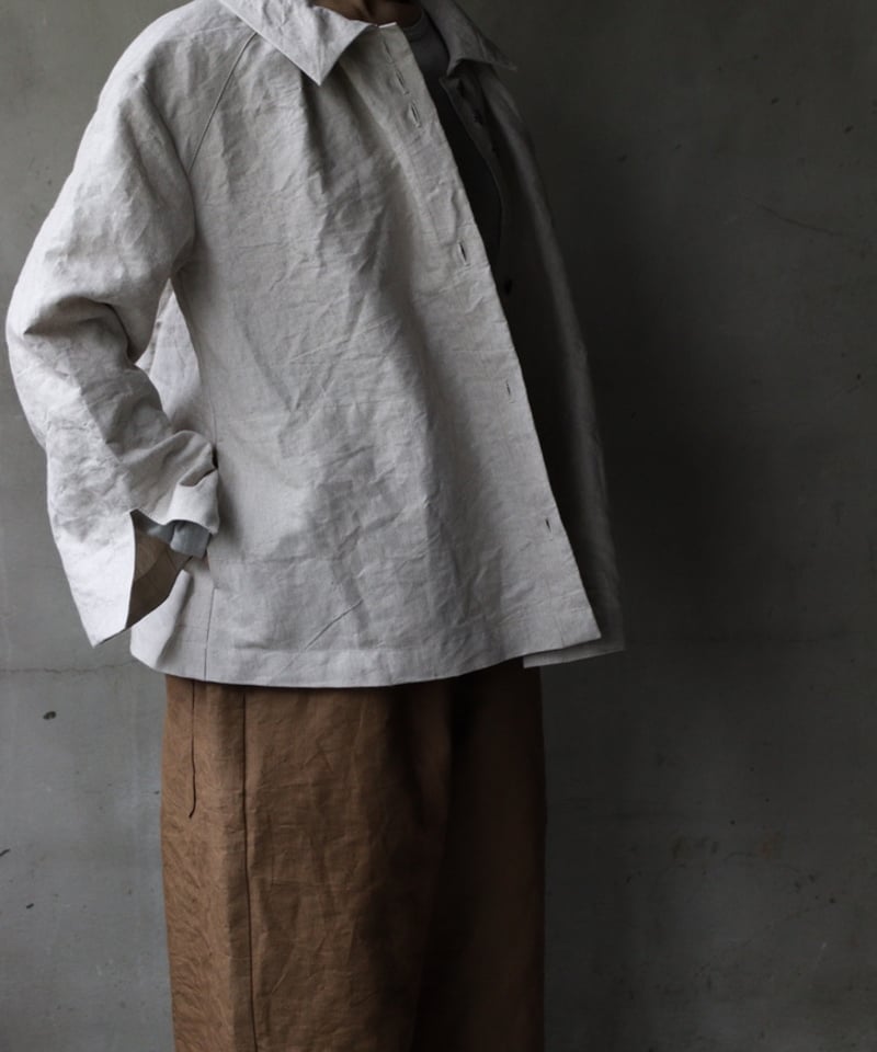 cavane キャヴァネ / Wide Sleeve Jacket Linen/Washiジャ