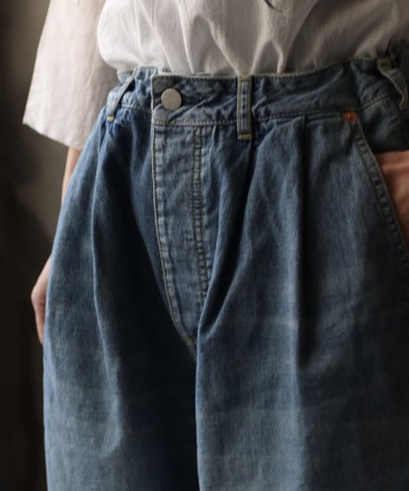 Dulcamaraドゥルカマラ / デニムシンプル2タックサイドPT UNISEX / dl-26008(D126-P553)