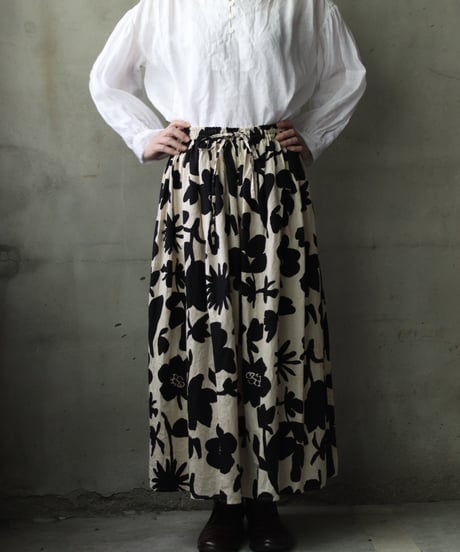 cavane キャヴァネ / Gatehered Petti Skirt Cotton&linenスカート/ ca-26071