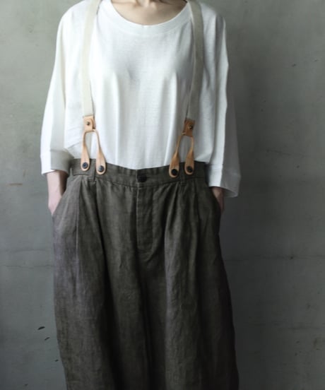 cavane キャヴァネ / Over-Tuck pants with suspender反応染め(硫化)+墨染めパンツ / ca-26079