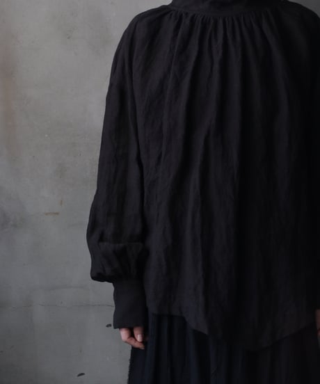 cavane キャヴァネ / Pull-over blouse with tie Linen100ブラウス / ca-26030