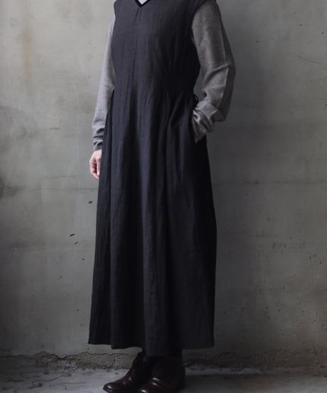 cavane キャヴァネ / Gathered dressⅡ wool & linen ワンピース / ca-25178