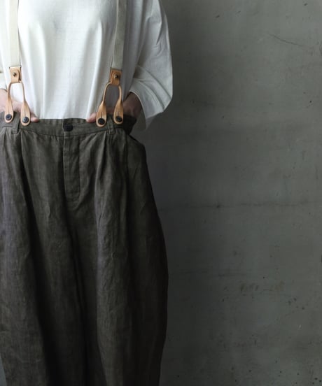 cavane キャヴァネ / Over-Tuck pants with suspender反応染め(硫化)+墨染めパンツ / ca-26079