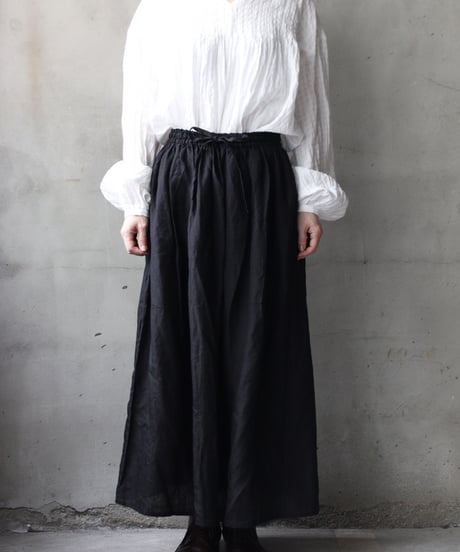 cavane キャヴァネ / Gatehered Petti Skirt linen100スカート/ ca-26051