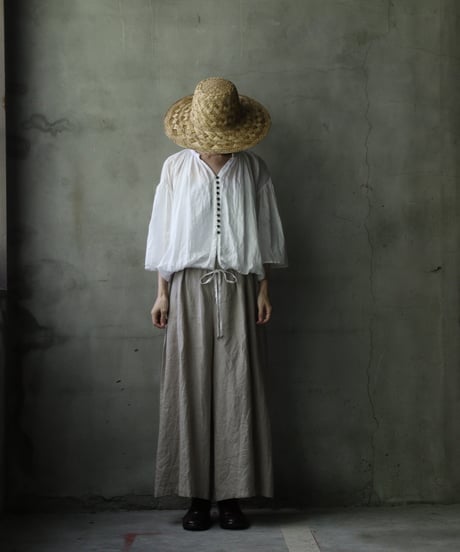 cavane キャヴァネ / Wide-sleeves with waist drawstring linen100 blouseブラウス / ca-25104