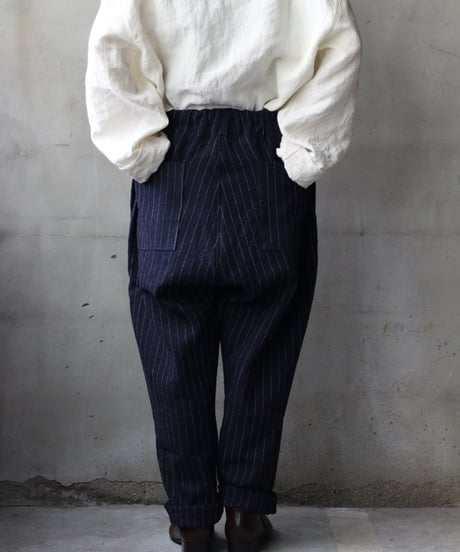 klauseクロイゼ / C/L Stripe Loose Fitting Tapered Trousers (平織/中厚手) / kla-25010