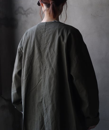 cavane キャヴァネ / Round-Coat Linen/Cotton100硫化染めコート / ca-26018