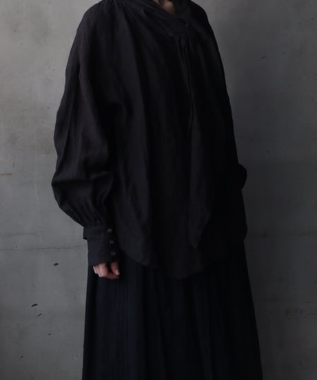cavane キャヴァネ / Pull-over blouse with tie Linen100ブラウス / ca-26030
