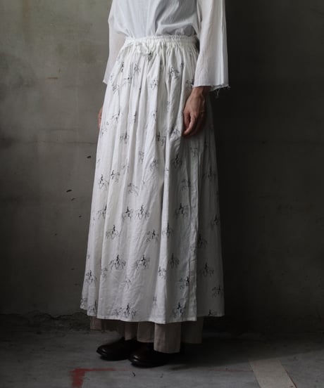 cavane キャヴァネ / Gatehered Petti Skirt Cotton/Linen100スカート/ca-25141