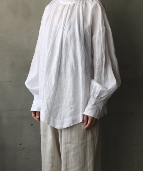 cavane キャヴァネ / Pull-over blouse with tie Linen100ブラウス / ca-26053