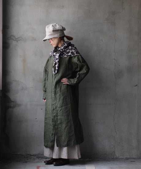 cavane キャヴァネ / Shirt-Dress Linen100硫化染めワンピース / ca-26019