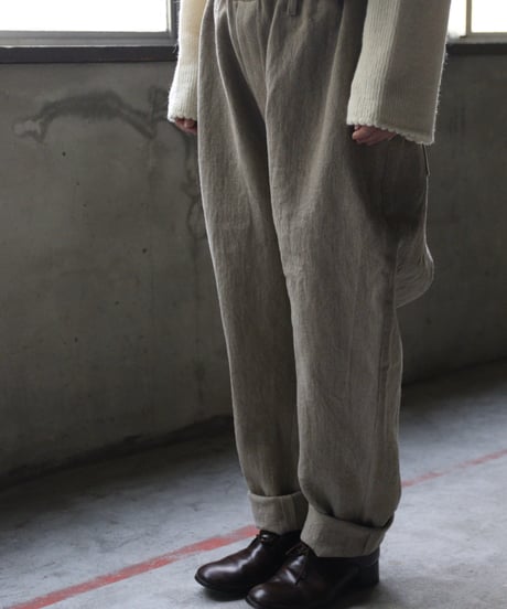 klauseクロイゼ / Belarus linen Loose Fitting Tapered Trousers (綾織/中厚手) / kla-24014