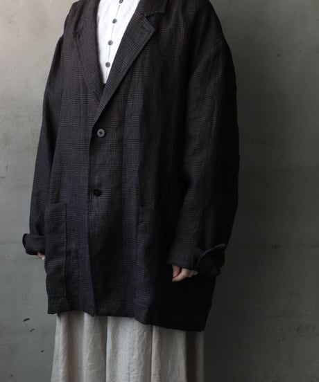 klauseクロイゼ / French Linen Glen Check Tailored Jacketジャケット/ kla-26033