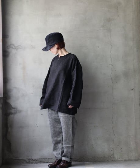 klauseクロイゼ / Sun-dried Linen C.S Slit Neck Shirtシャツ/ kla-25014