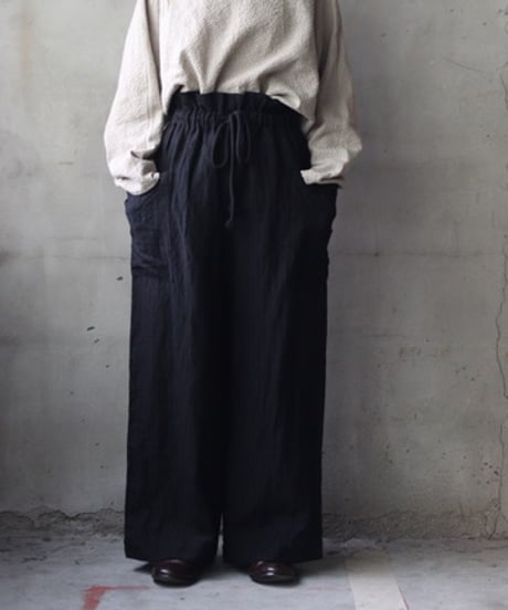 cavane キャヴァネ / Side-Pocket wide pants wool/linenパンツ / ca-25155