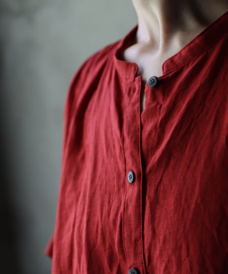 cavane キャヴァネ / Balloon no-sleeve dress Linen100ワンピース / ca-25129