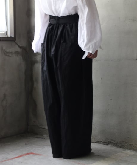 cavane キャヴァネ / Volume Wide Pants with Belt Cotton&Linenパンツ/ ca-26065