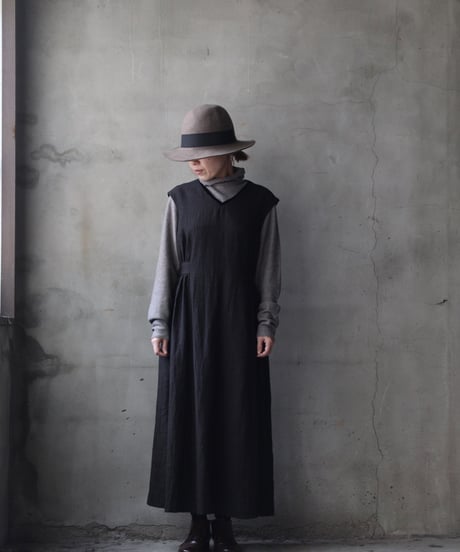 cavane キャヴァネ / Gathered dressⅡ wool & linen ワンピース / ca-25178