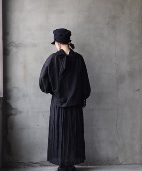 cavane キャヴァネ / Pull-over blouse with tie Silk & Cotton100ブラウス / ca-26034