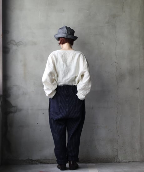 klauseクロイゼ / C/L Stripe Loose Fitting Tapered Trousers (平織/中厚手) / kla-25010