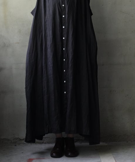 cavane キャヴァネ / Balloon no-sleeve dress Linen100ワンピース / ca-25130