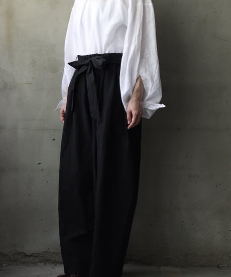 cavane キャヴァネ / Volume Wide Pants with Belt Cotton&Linenパンツ/ ca-26065