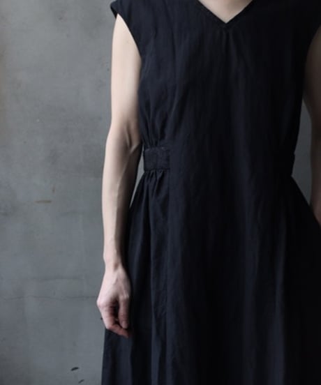 cavane キャヴァネ / Gathered Waist Sleeveless Dress Linen&Cotton100ワンピース / ca-26033