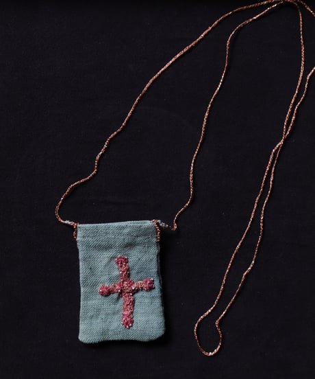 Antonia Rossi (Antomoon)/  Artisan Embroidered little pouch omamori vintage Necklaceネックレス / An-26015