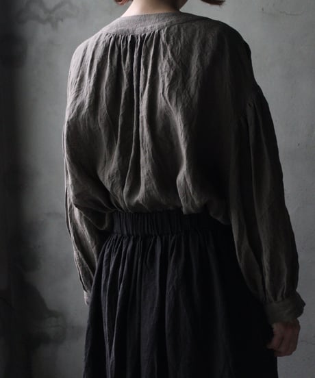 cavane キャヴァネ / Gathered skirt with side button linen100 スカート / ca-25145