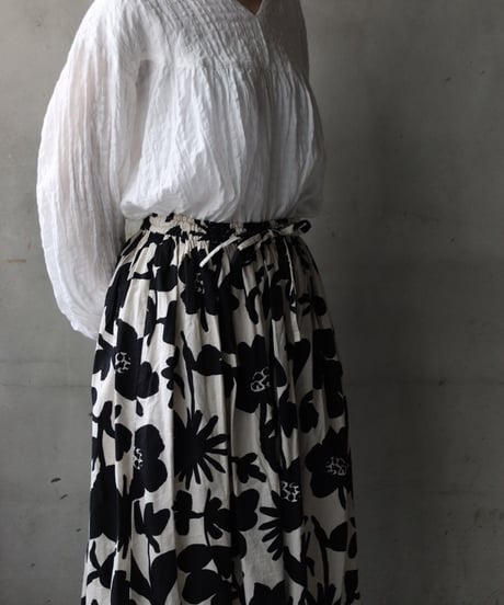 cavane キャヴァネ / Gatehered Petti Skirt Cotton&linenスカート/ ca-26050