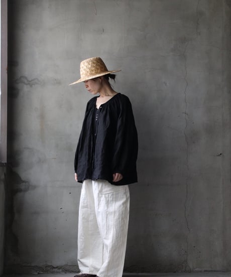 cavane キャヴァネ / Raglan puff-sleeve blouse Linen100天日干しブラウス / ca-26048