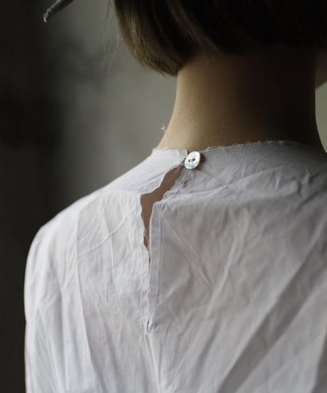 SCHA シャー/ Round Neck Elbow-lenght Sleeve Dress Short " OE "-PAPER COTTON - / Sc-23010( Art#1667)