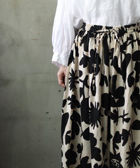 cavane キャヴァネ / Gatehered Petti Skirt Cotton&linenスカート/ ca-26071