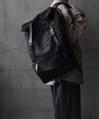 klauseクロイゼ / LEATHER BACK PACK VINTAGE SAKE BAG（酒袋・鉄媒染)/ kla-26035