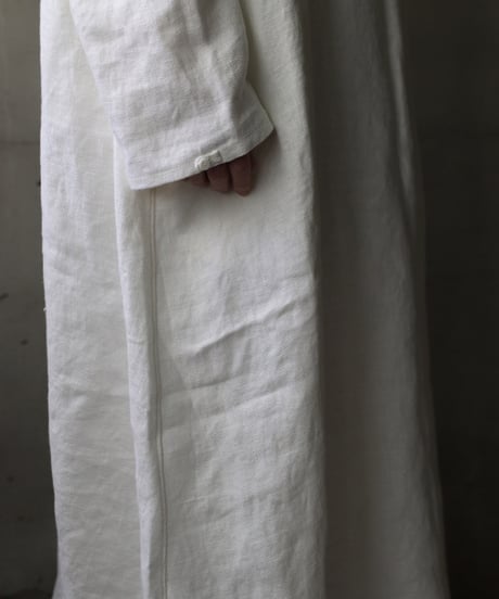 klauseクロイゼ / Band collar Shirt Long Belarus Linen(綾織/中厚手)ワンピース/ kla-25007