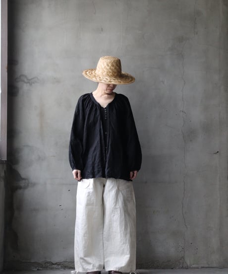cavane キャヴァネ / Raglan puff-sleeve blouse Linen100天日干しブラウス / ca-26048
