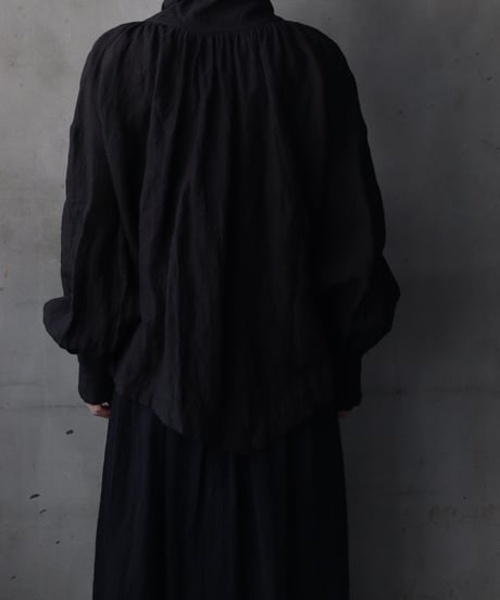 cavane キャヴァネ / Pull-over blouse with tie Linen100ブラウス / ca-26030